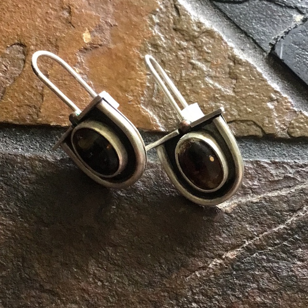 Amber hook earrings